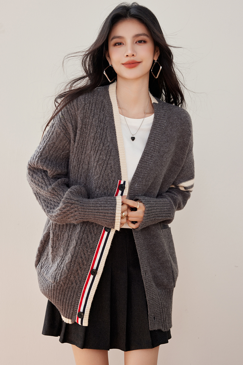 Lazy autumn and winter thick coat loose cardigan