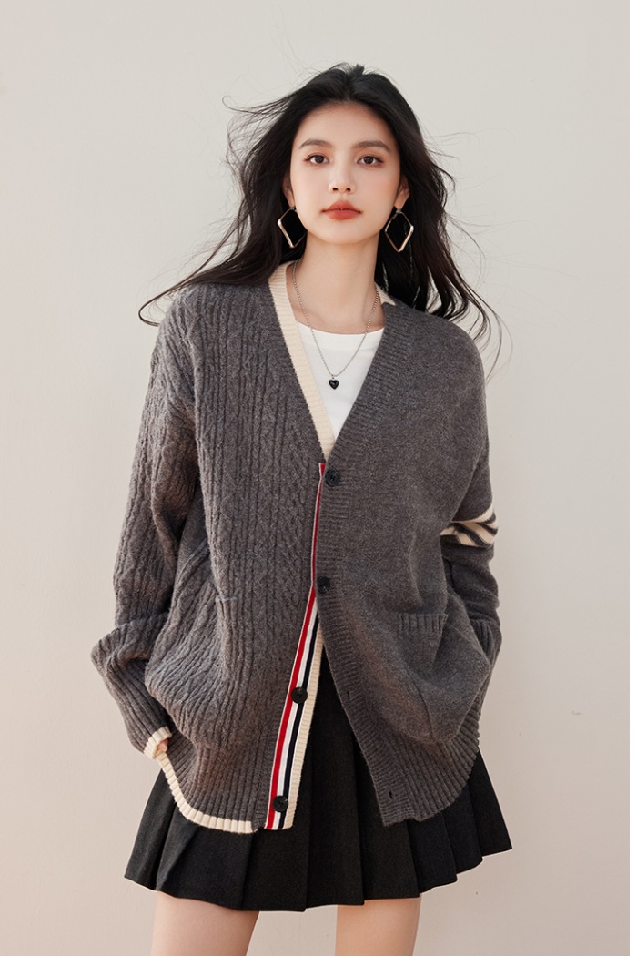 Lazy autumn and winter thick coat loose cardigan