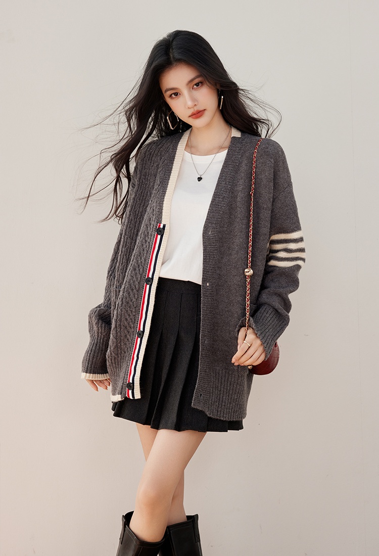 Lazy autumn and winter thick coat loose cardigan