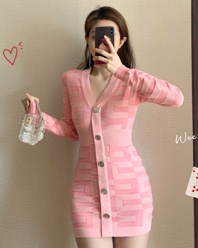 Temperament knitted dress spring overcoat for women