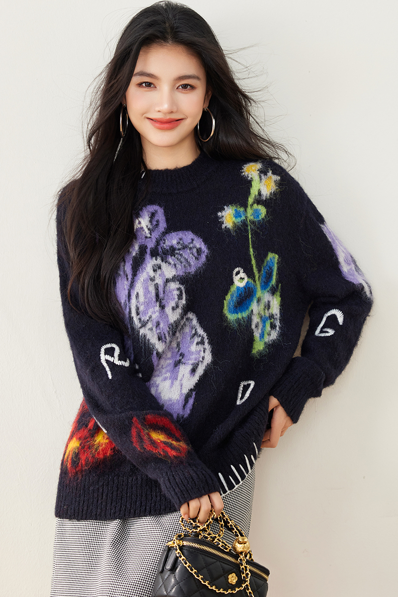 Jacquard autumn and winter sweater for women