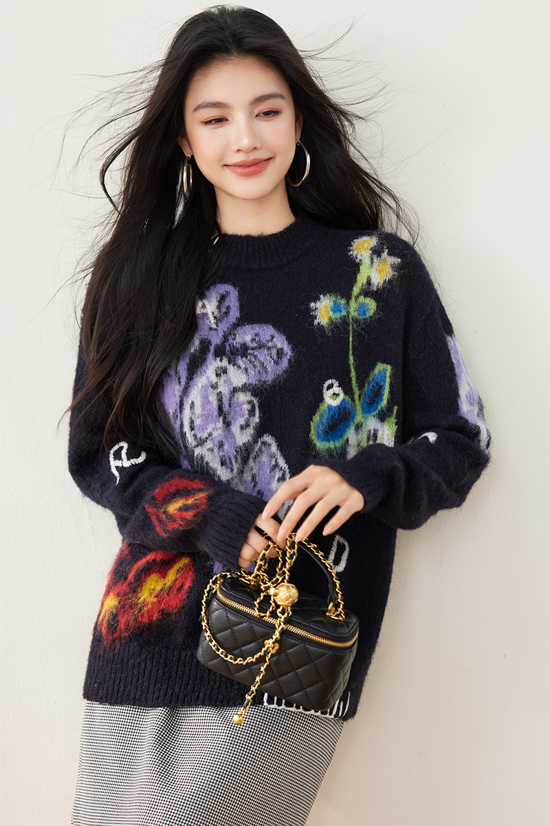 Jacquard autumn and winter sweater for women