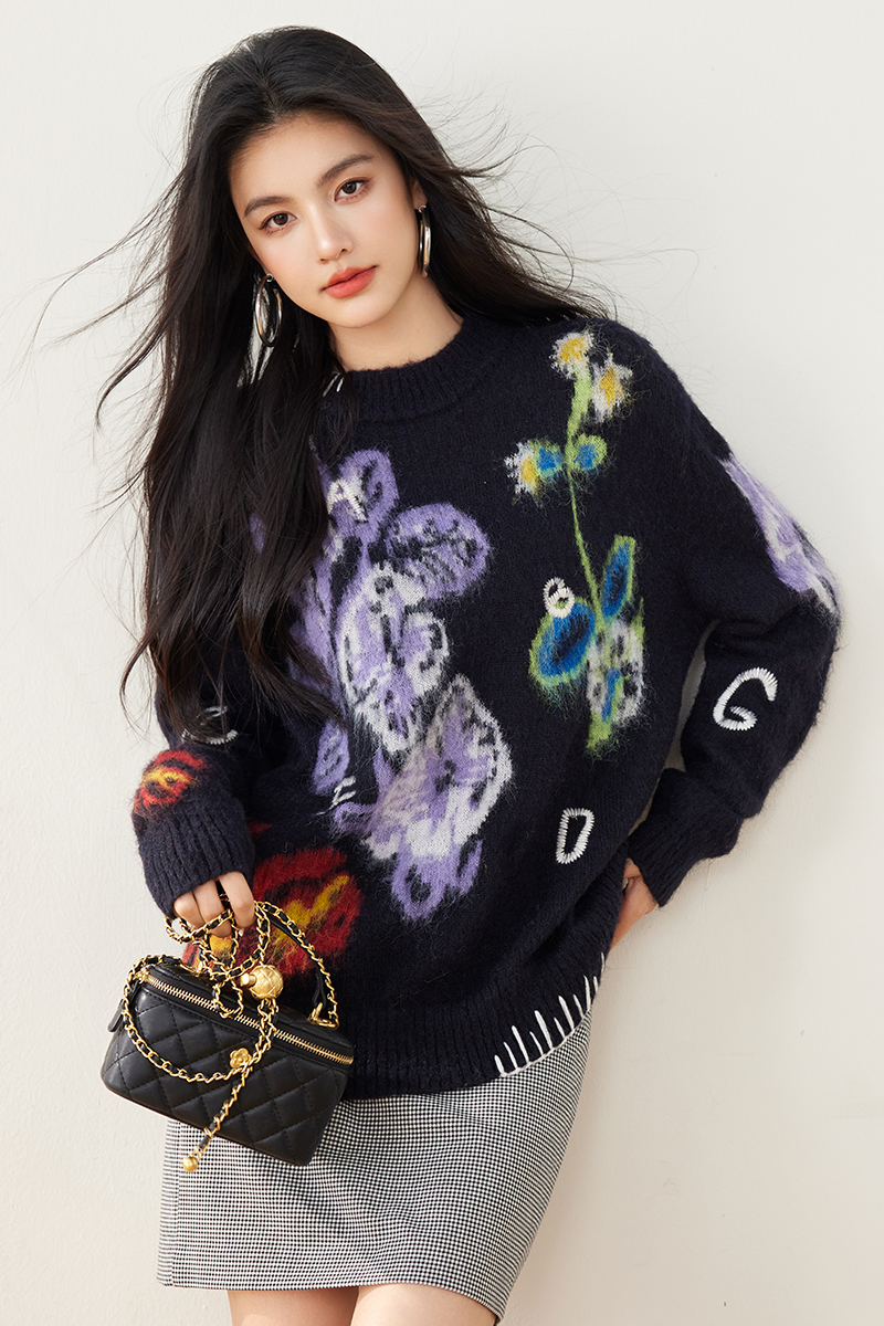 Jacquard autumn and winter sweater for women