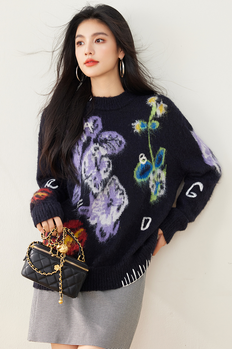 Jacquard autumn and winter sweater for women