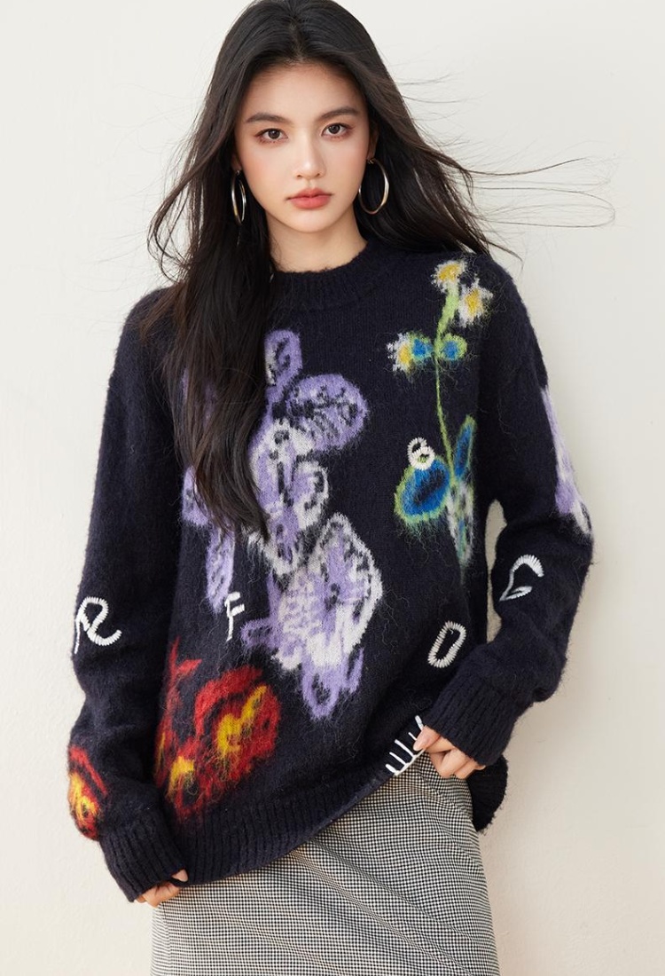 Jacquard autumn and winter sweater for women