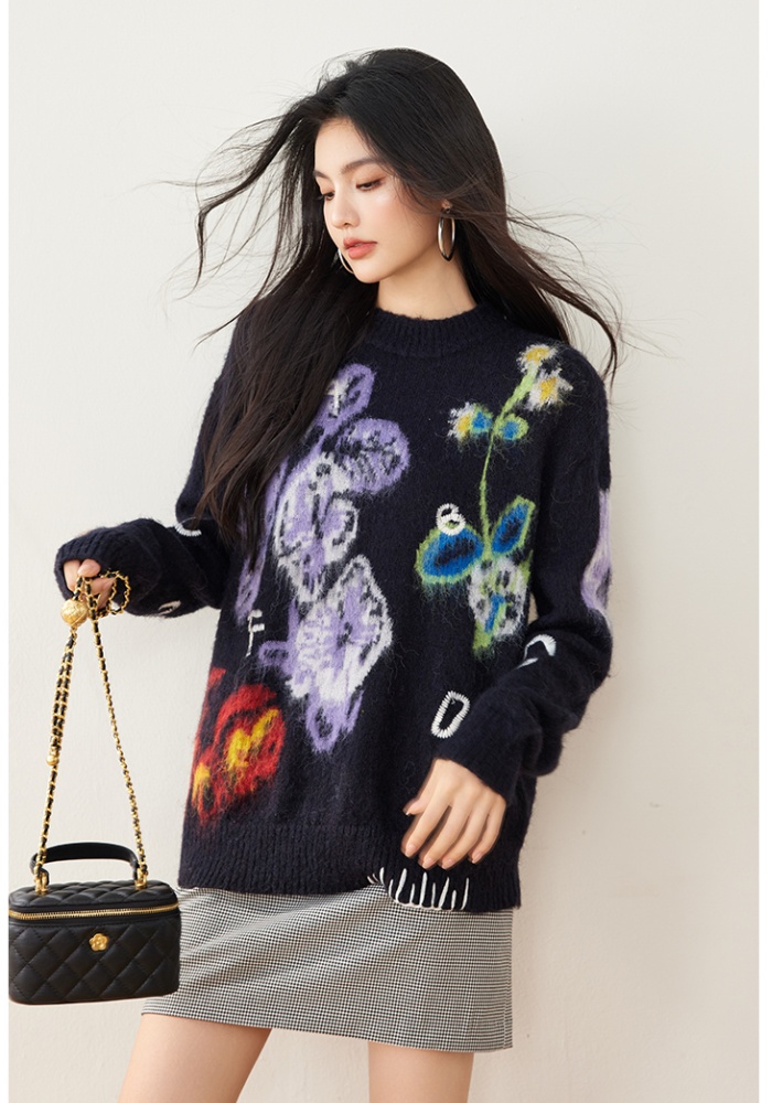 Jacquard autumn and winter sweater for women