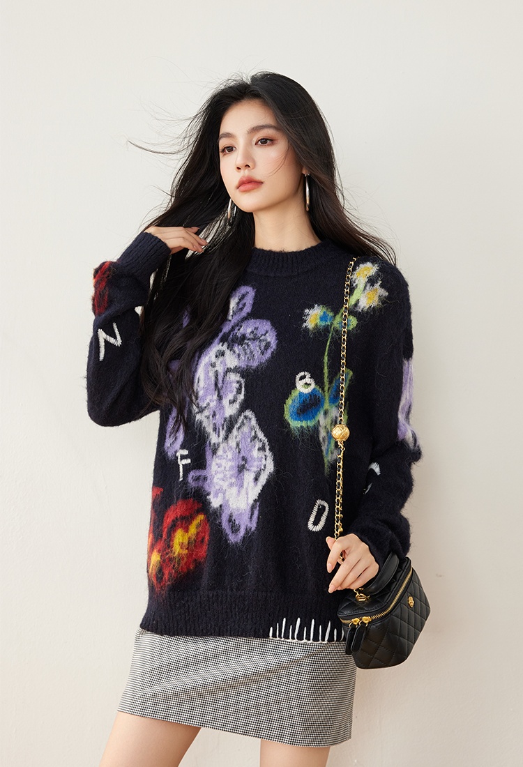 Jacquard autumn and winter sweater for women