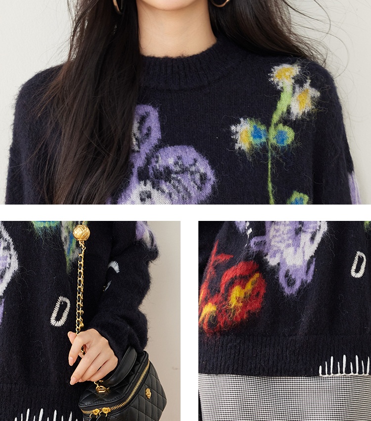 Jacquard autumn and winter sweater for women