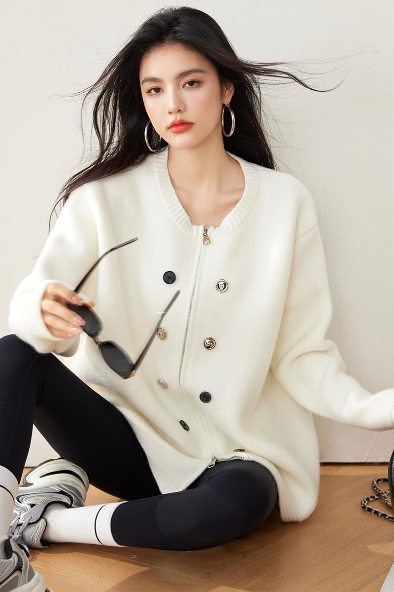 Lazy chanelstyle tops knitted sweater for women