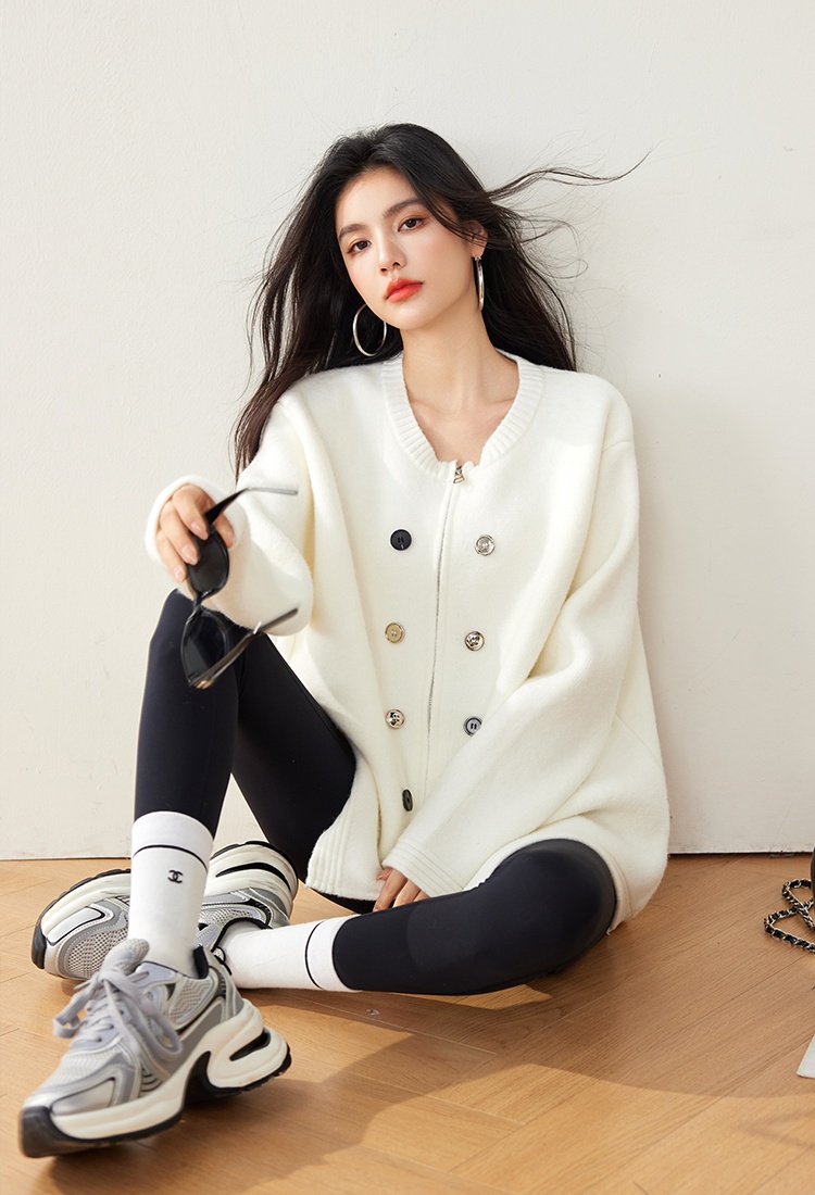 Lazy chanelstyle tops knitted sweater for women