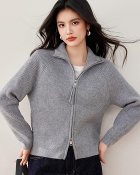 Zip thick cardigan knitted lazy tops for women