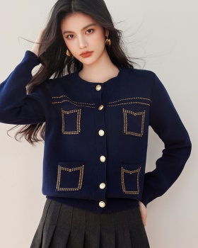 Knitted unique cardigan long sleeve ladies sweater