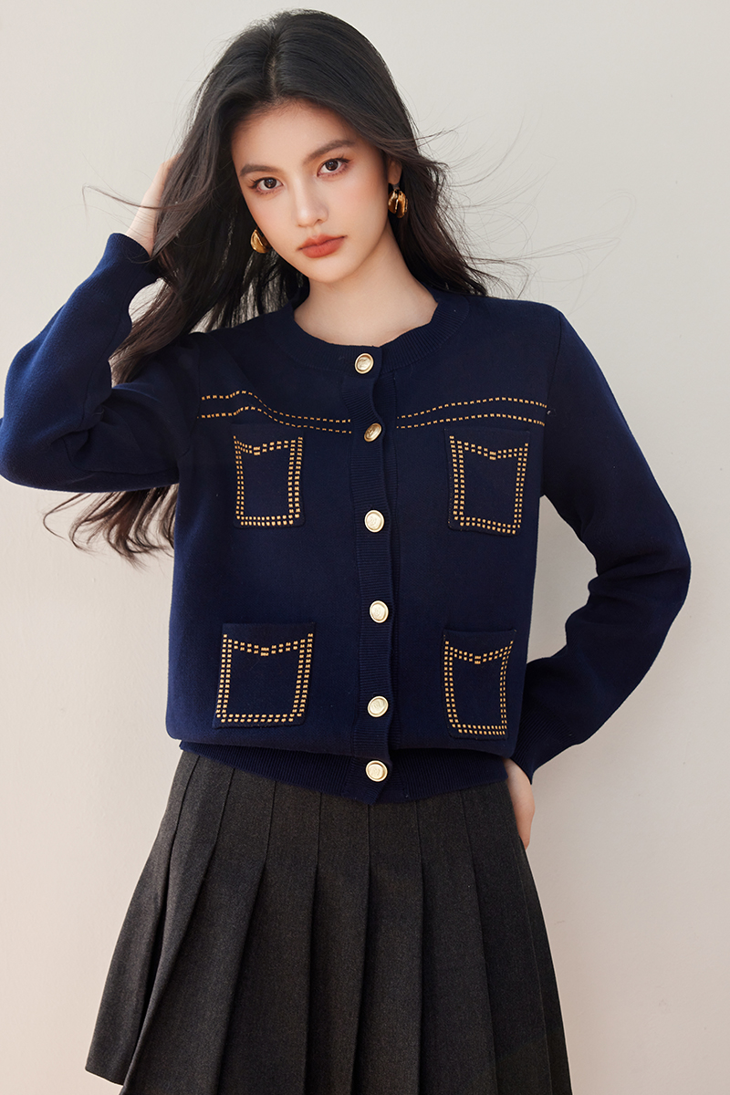 Knitted unique cardigan long sleeve ladies sweater