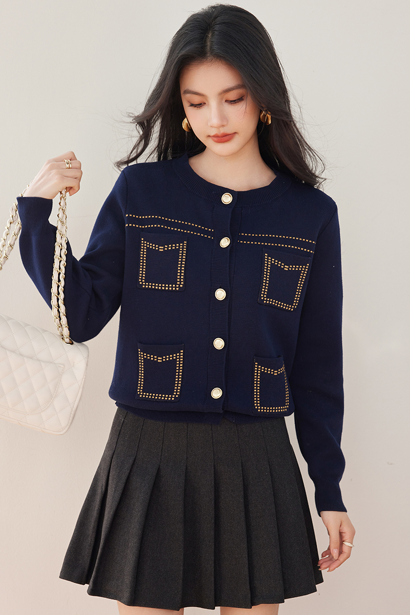 Knitted unique cardigan long sleeve ladies sweater