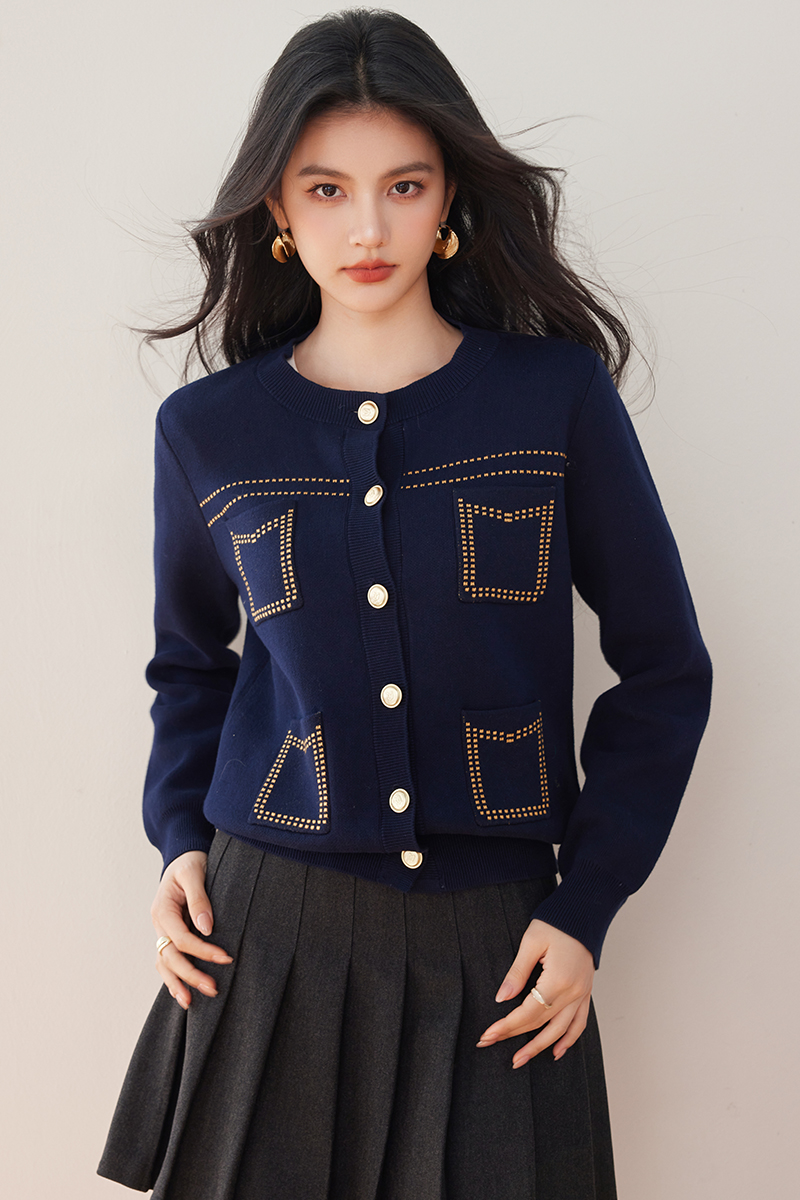 Knitted unique cardigan long sleeve ladies sweater