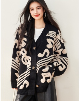 Long sleeve note sweater loose cardigan for women