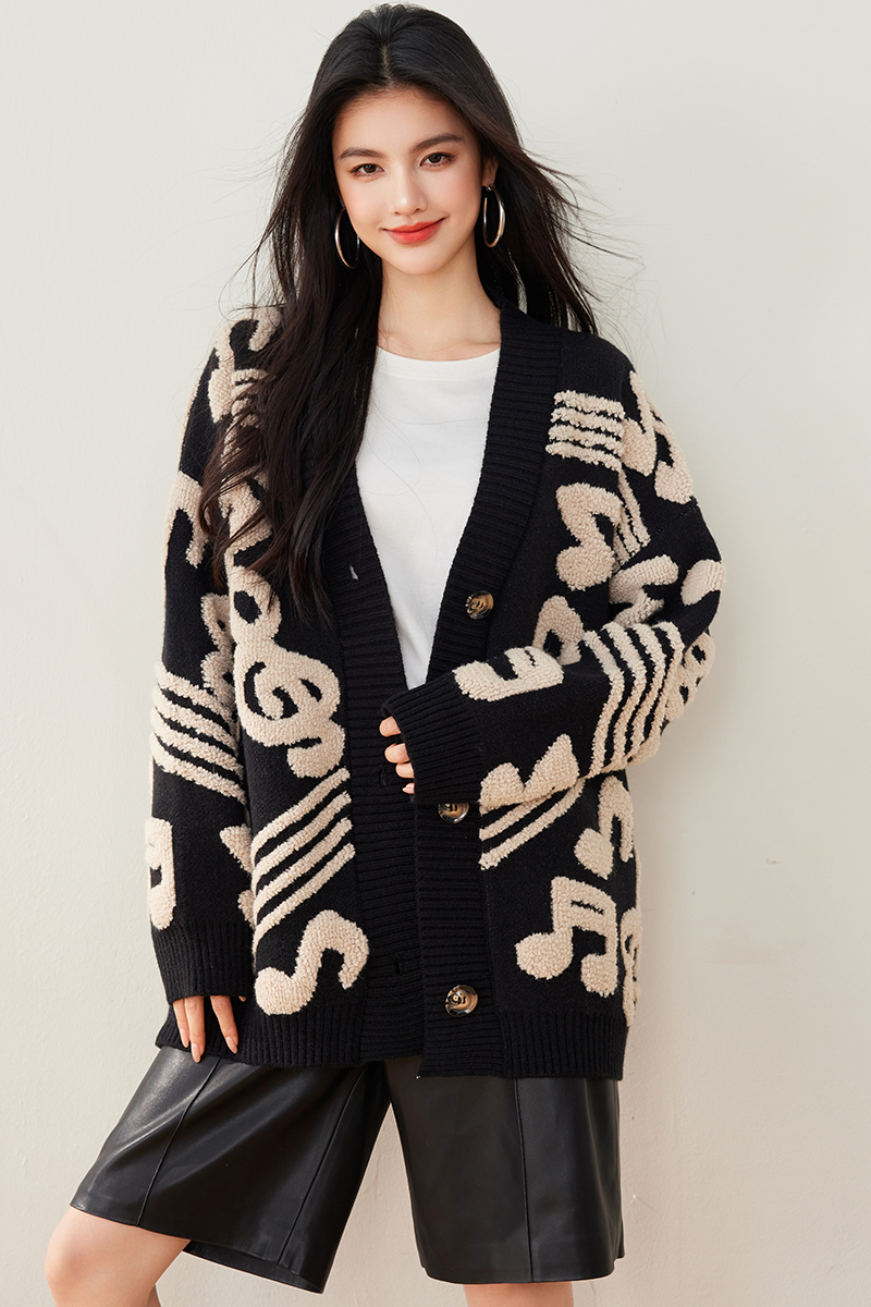 Long sleeve note sweater loose cardigan for women