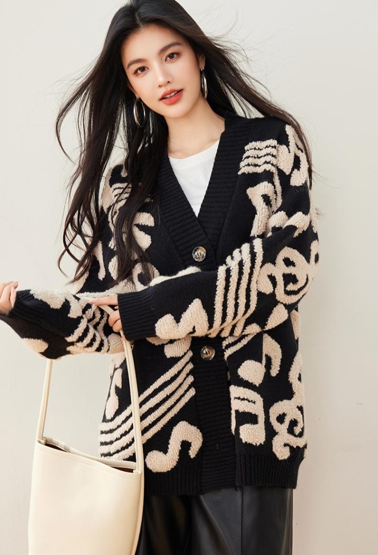 Long sleeve note sweater loose cardigan for women