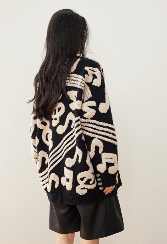 Long sleeve note sweater loose cardigan for women