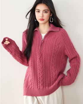 Autumn and winter half high collar loose Casual sweater