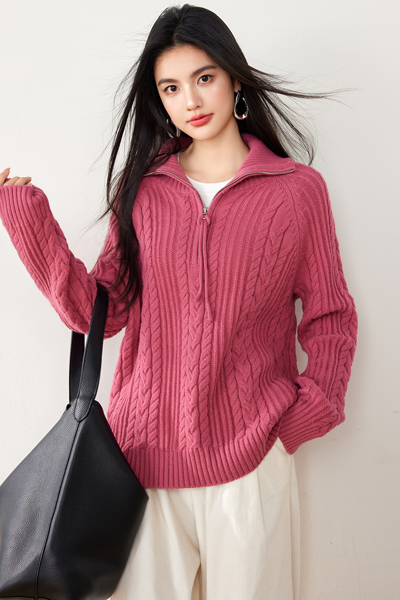 Autumn and winter half high collar loose Casual sweater