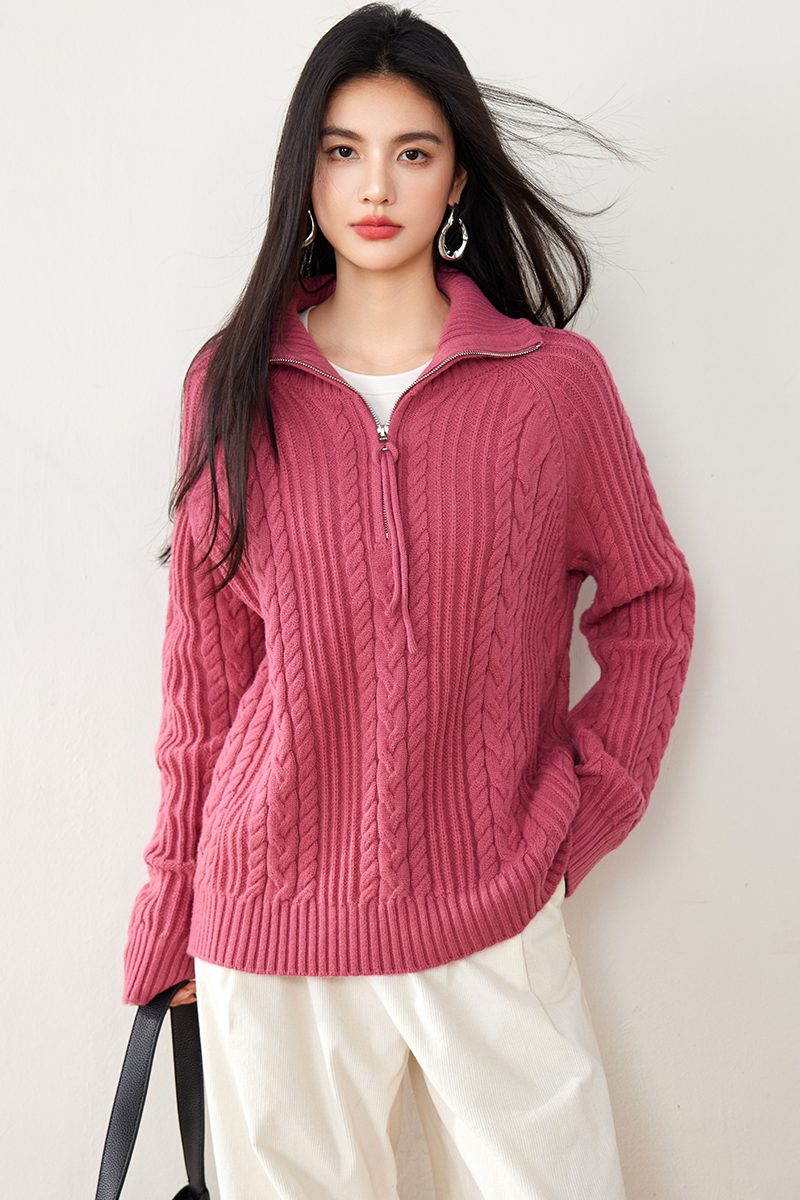 Autumn and winter half high collar loose Casual sweater