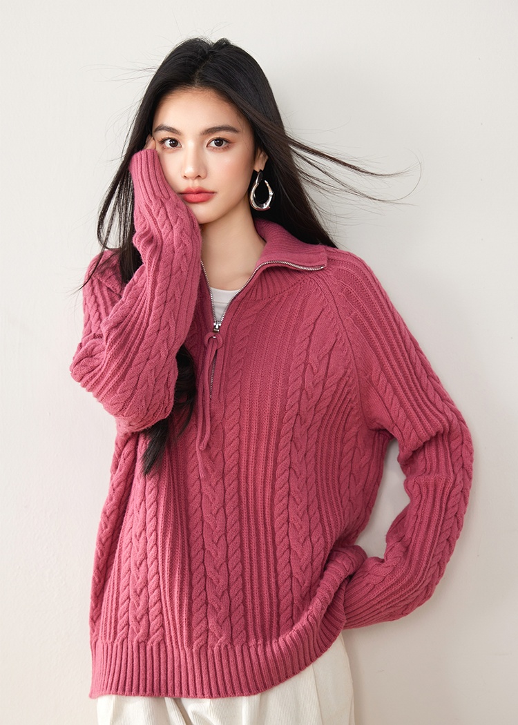 Autumn and winter half high collar loose Casual sweater