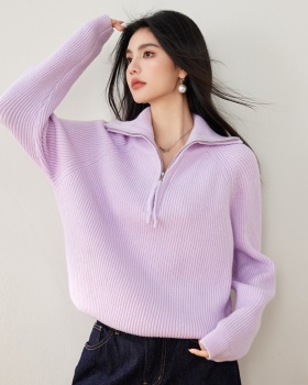 Lazy pure slim France style loose sweater for women