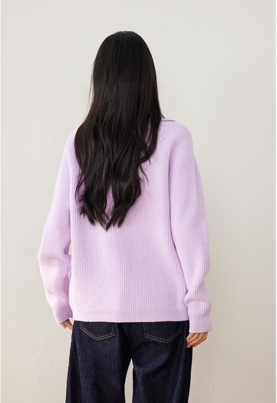 Lazy pure slim France style loose sweater for women