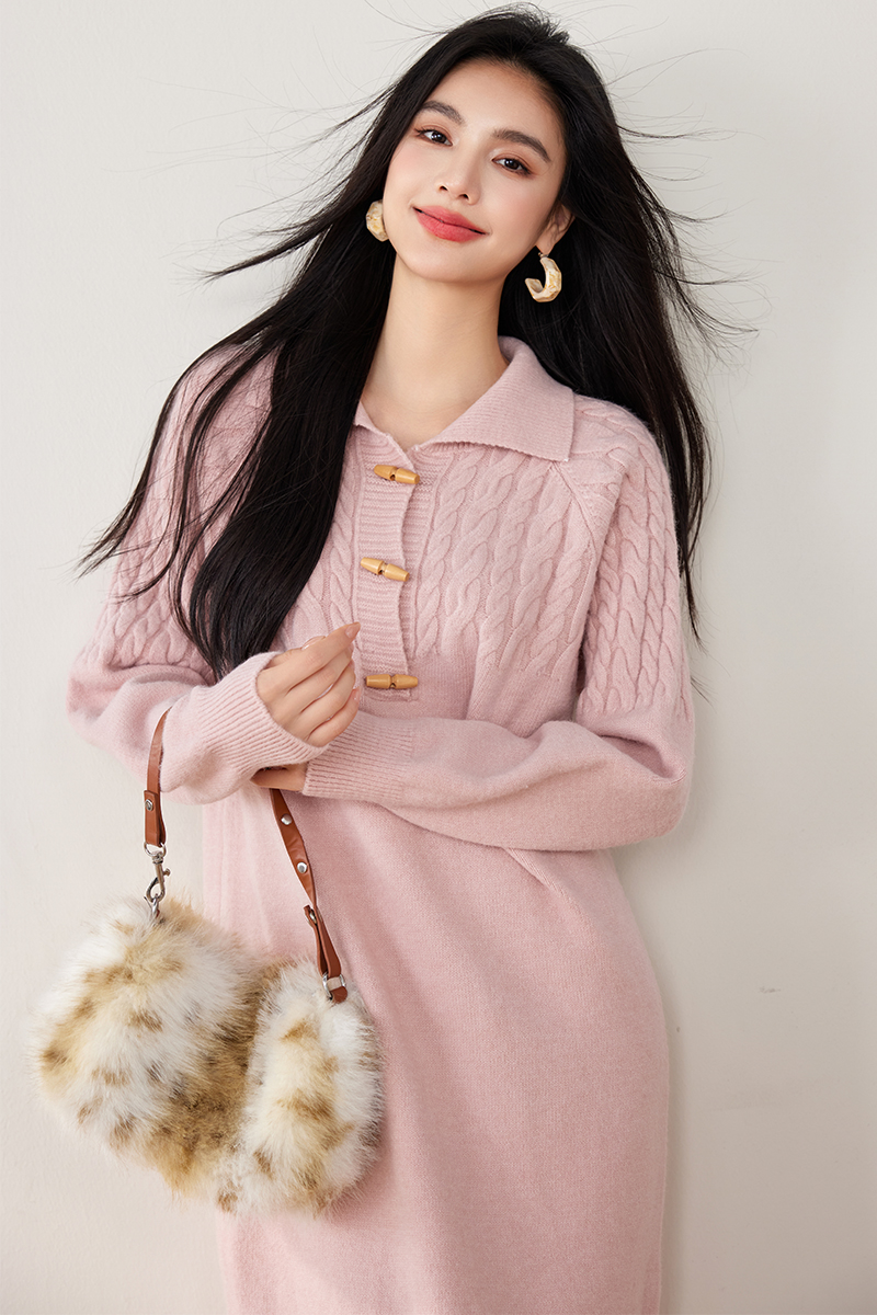 Temperament winter long dress slim sweater for women