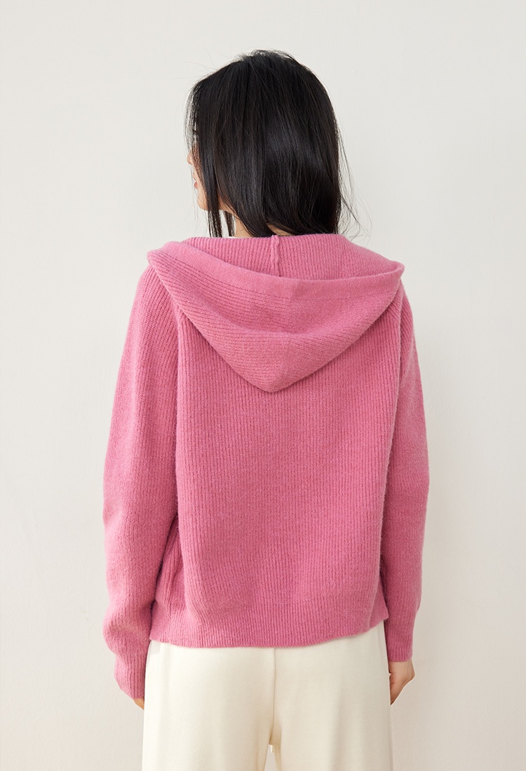 All-match raglan sleeve sweater hooded tops for women