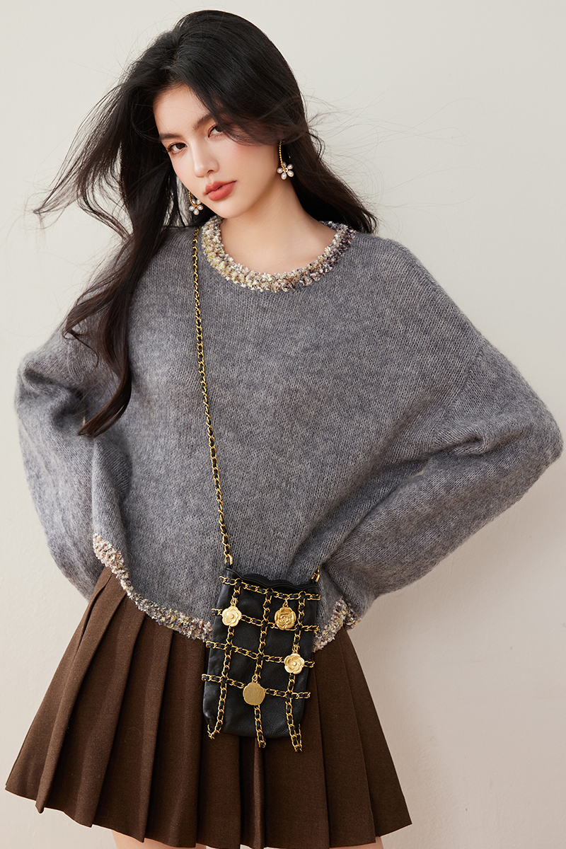 Autumn and winter loose round neck colors sweater for women