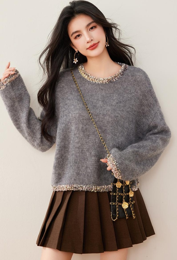 Autumn and winter loose round neck colors sweater for women