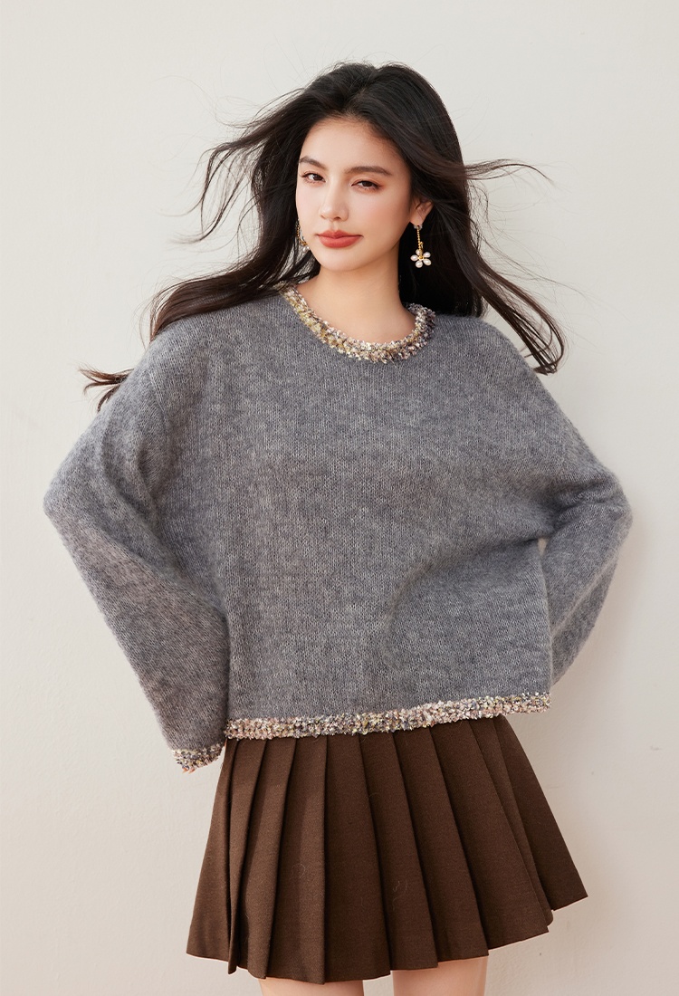 Autumn and winter loose round neck colors sweater for women