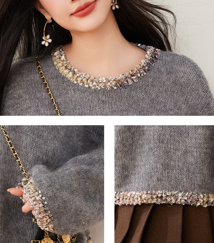 Autumn and winter loose round neck colors sweater for women