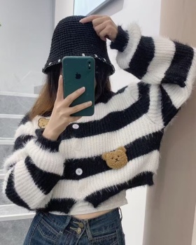 Short spicegirl cardigan stripe coat for women