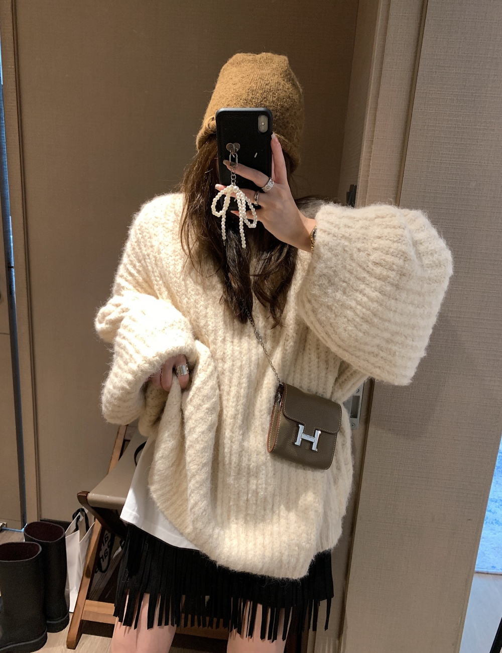 Pit stripe winter sweater pullover long tops for women