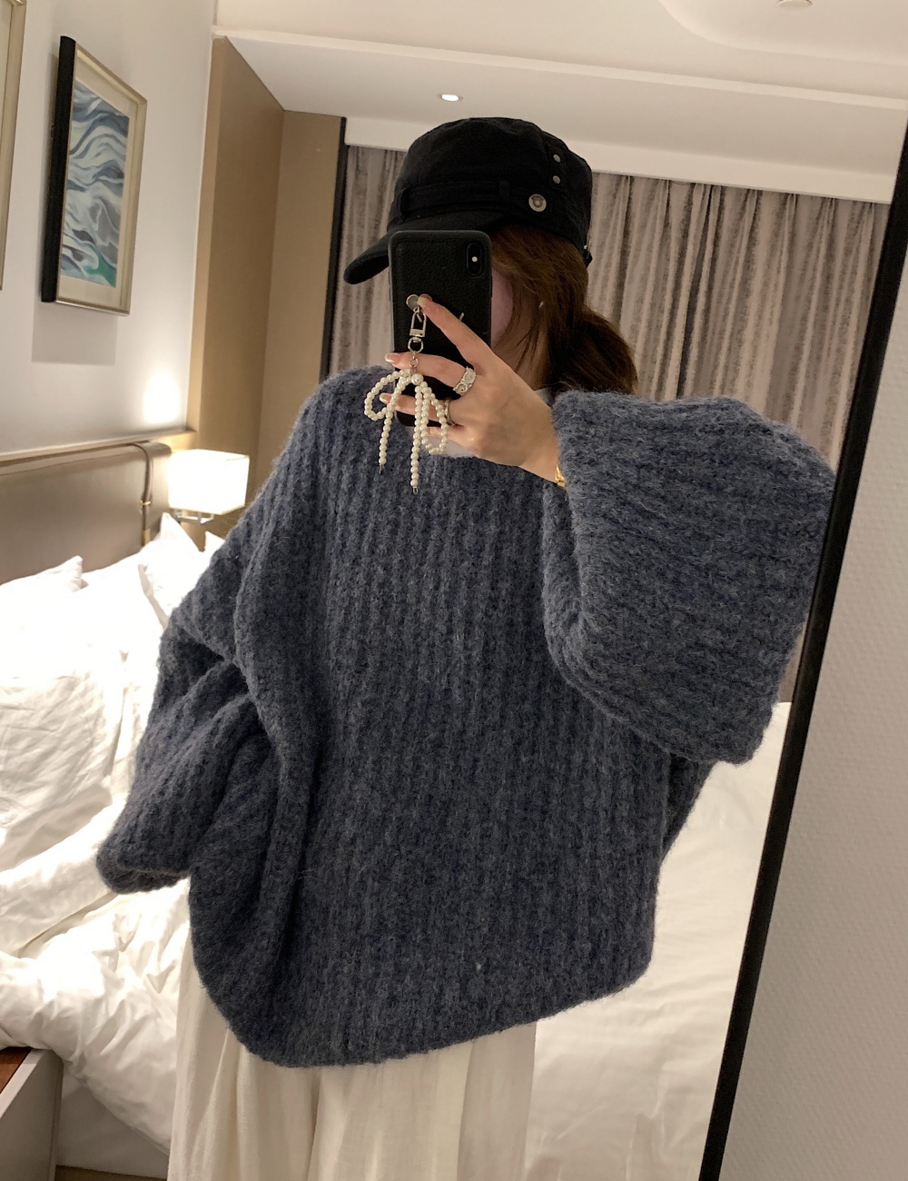 Pit stripe winter sweater pullover long tops for women