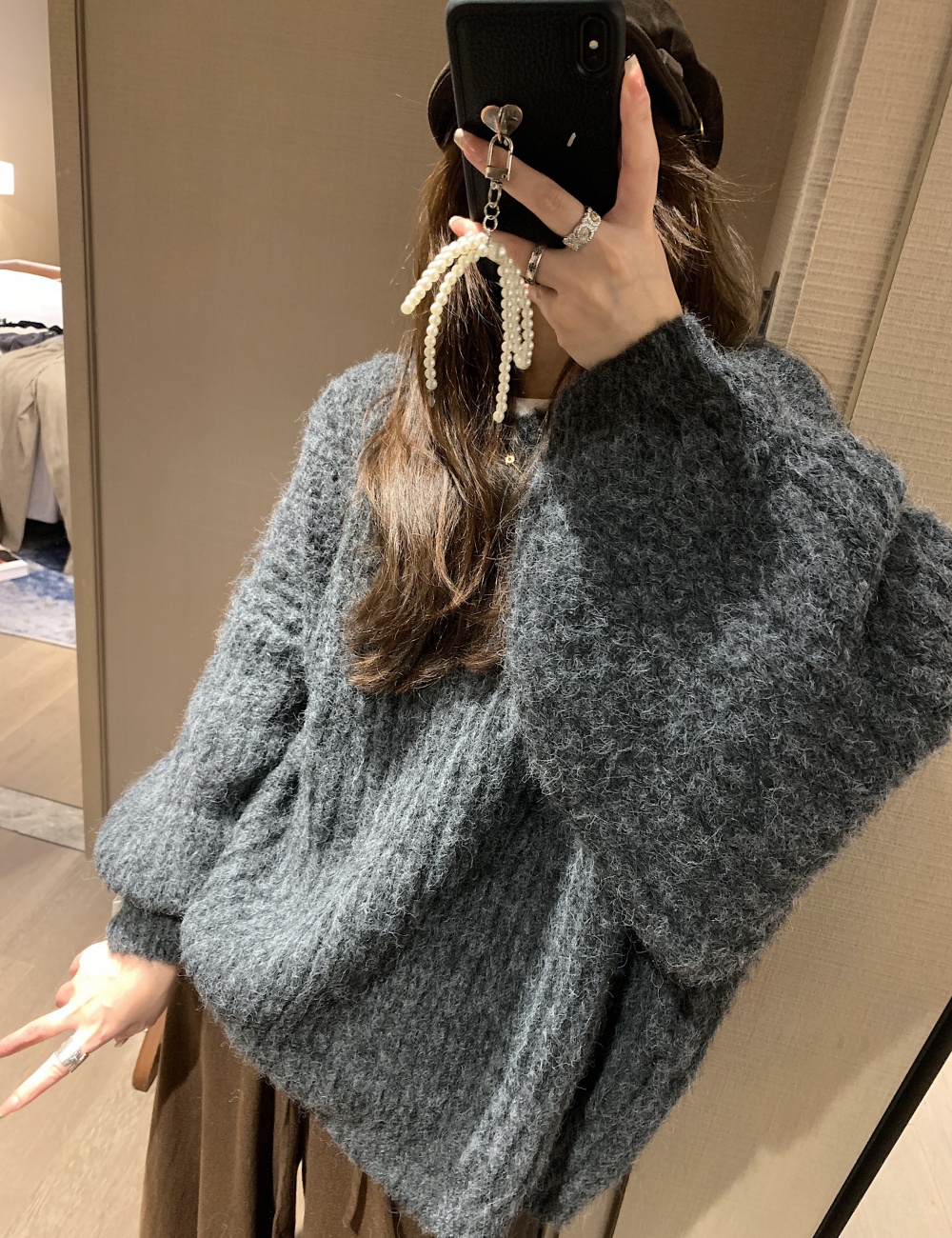 Pit stripe winter sweater pullover long tops for women