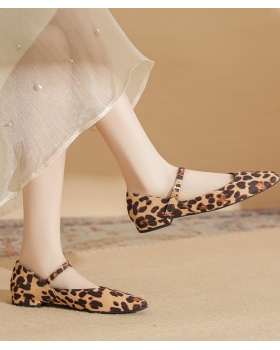 Leopard cingulate shoes thick splice flattie for women