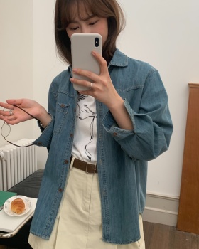 All-match American style denim Korean style shirt