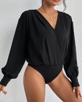 Long sleeve tight tops European style leotard