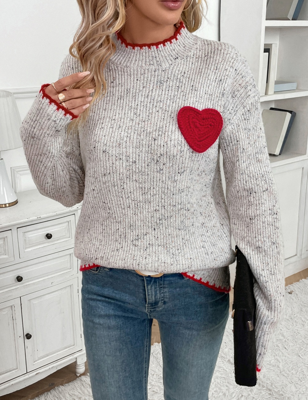 Heart half high collar autumn and winter sweater