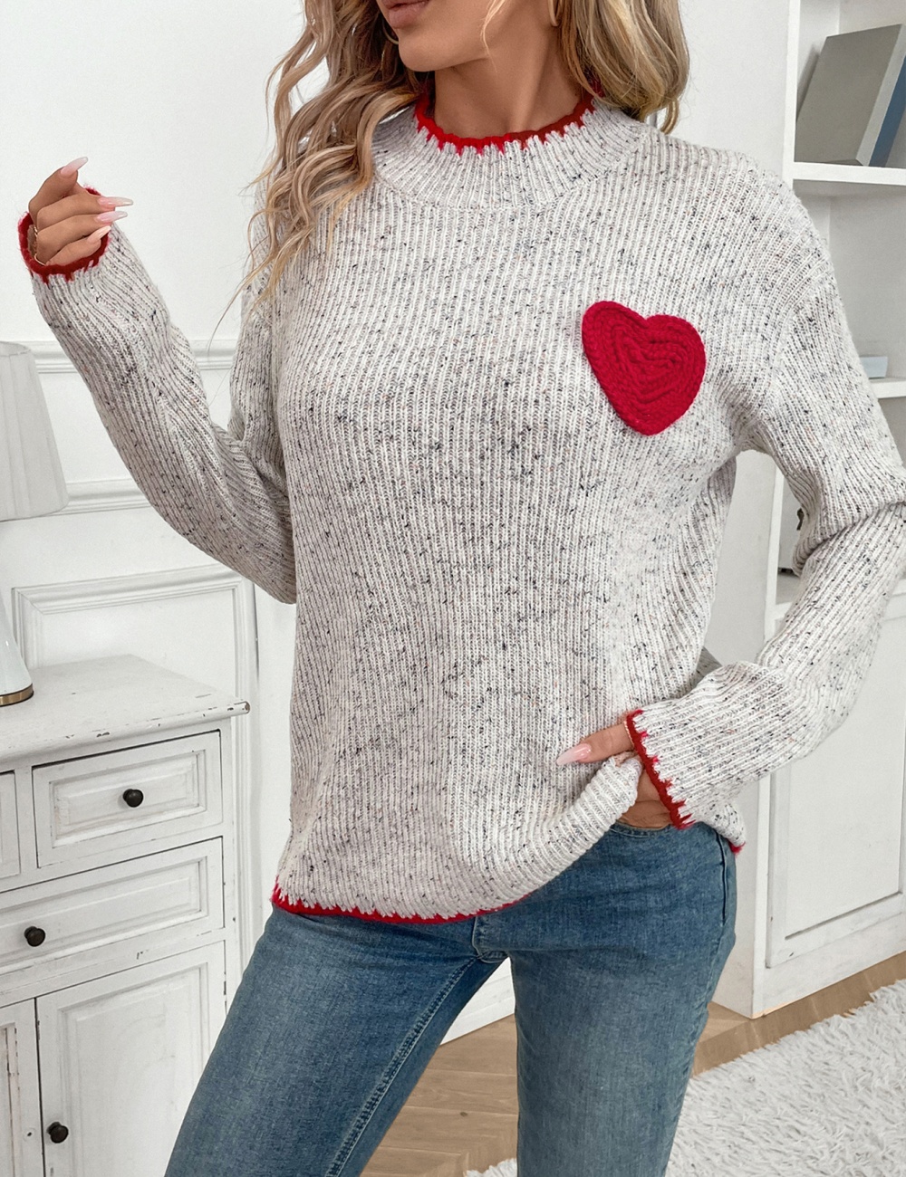 Heart half high collar autumn and winter sweater