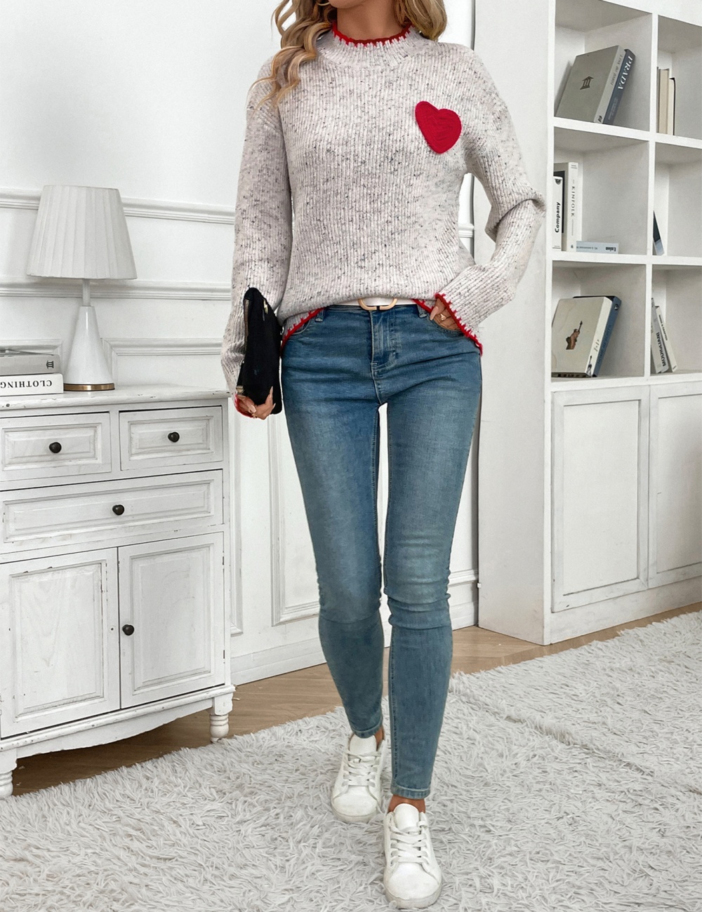 Heart half high collar autumn and winter sweater