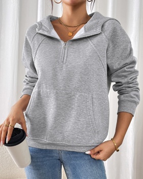 Zip thick hooded European style cardigans hoodie