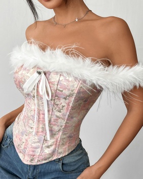 Diamond corset flat shoulder vest for women