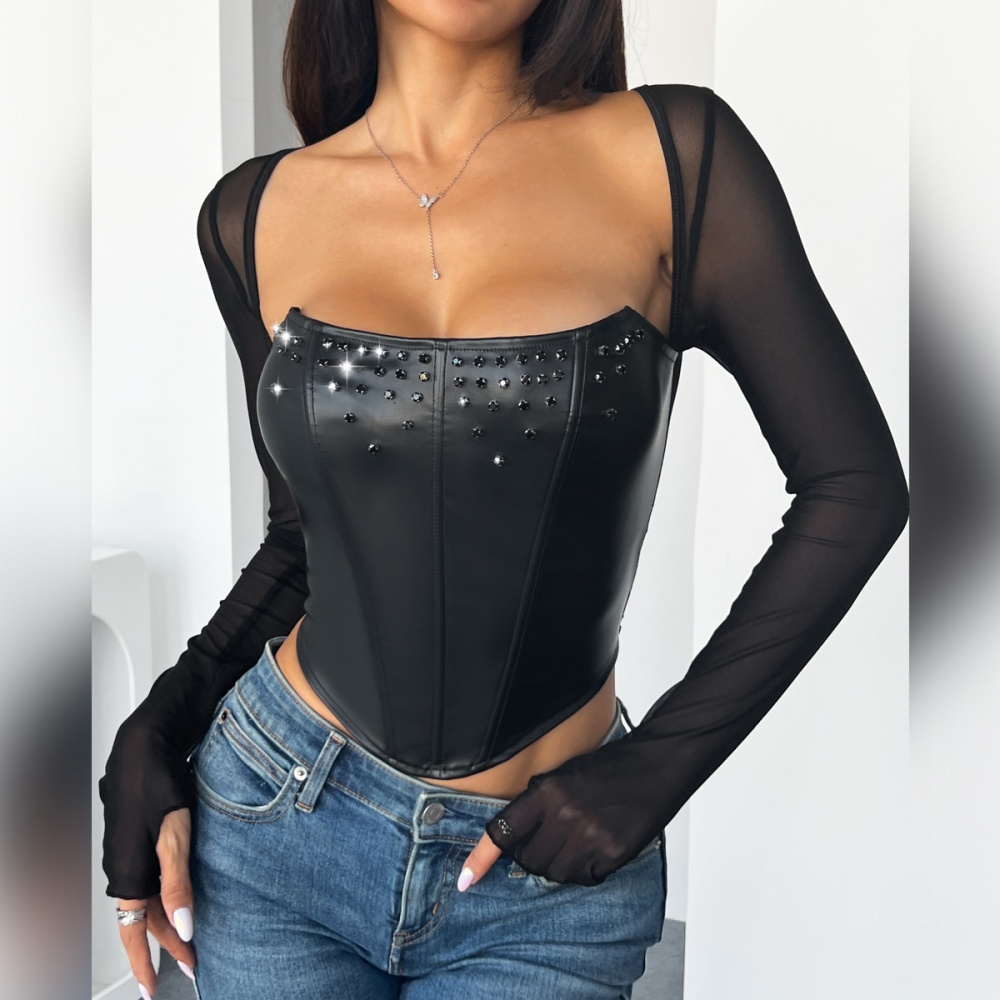 Diamond spicegirl tops gauze autumn corset for women