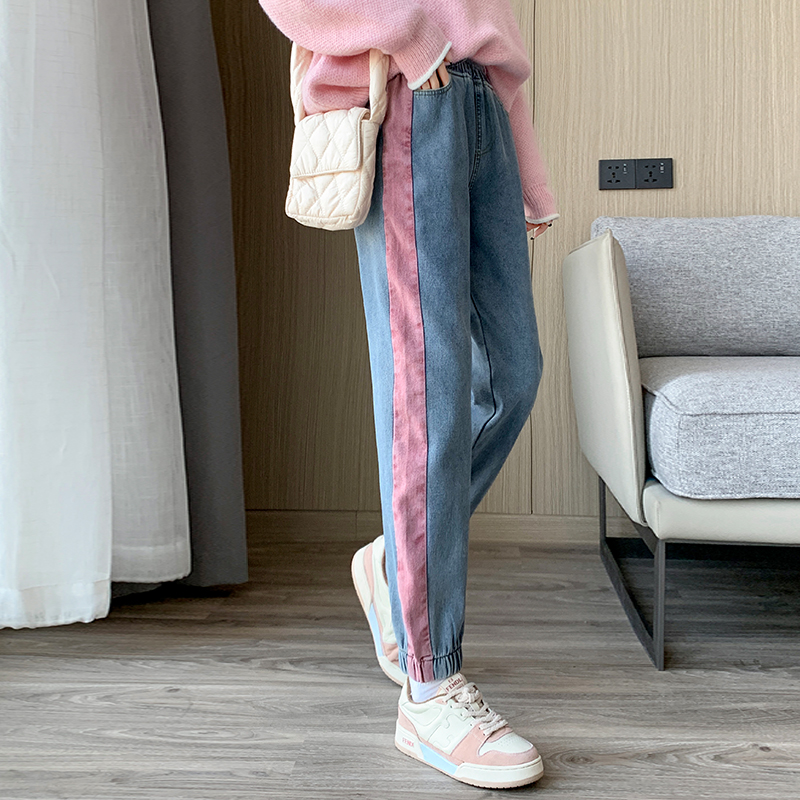 Winter loose jeans plus velvet simple harem pants for women