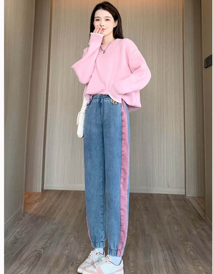 Winter loose jeans plus velvet simple harem pants for women